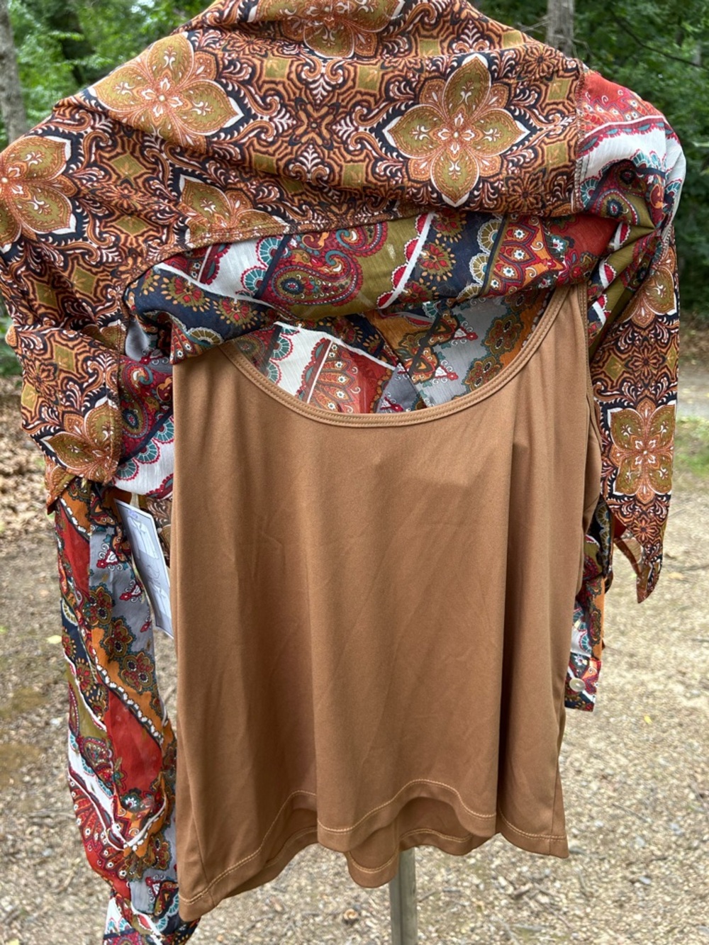 Westport Rust Multi-Pattern Button Front Blouse Boho - Picture 7 of 7